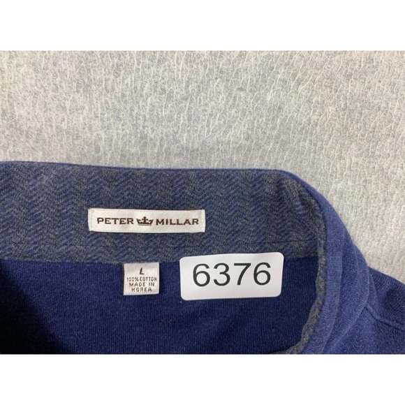 Peter Millar 100% Cotton Quarter Zip‎ Pullover Sweater (Men's Large) Blue - Picture 11 of 11